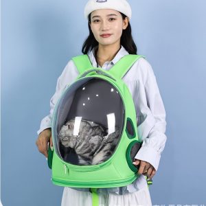 Pet Carrier Double Shoulder Backpack Large Capacity Breathable Transparent Window Portable