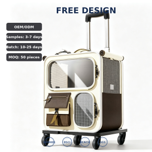 Pet Carrier Rolling Luggage Trolley Large Capacity Transparent Window Portable
