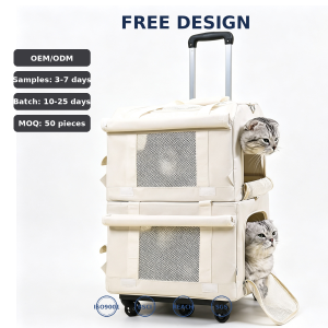 Pet Carrier Rolling Luggage Trolley Breathable Portable