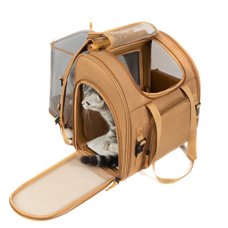 Pet Carrier Double Shoulder Backpack Expandable Portable