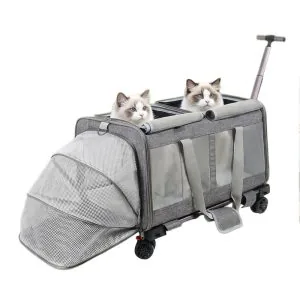 Rolling Pet Carrier Large Capacity Breathable Foldable