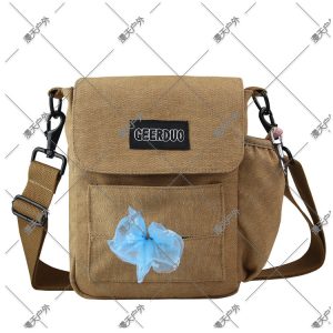 Crossbody Canvas Pet Training Waist Bag Khaki 16x5x21cm