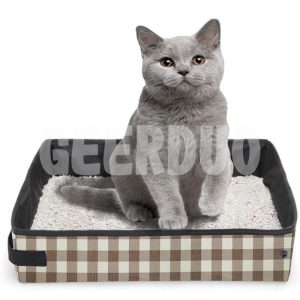 Foldable Cat Litter Box With Lid Coffee Plaid