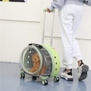Rolling Pet Carrier Large Capacity Transparent Window