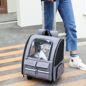 Pet Carrier Rolling Luggage Trolley Large Capacity Breathable Portable