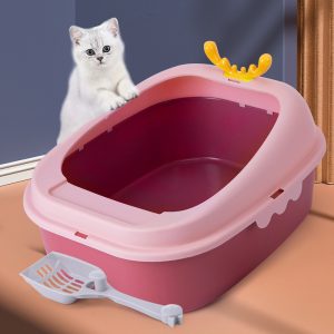Large Cat Litter Box Semi-Enclosed Anti-Splash Deodorant Pink Small Whale