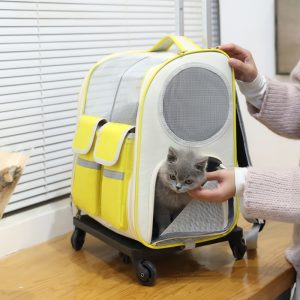 Pet Trolley Case Cat Carrier Large Capacity Breathable Backpack Handbag