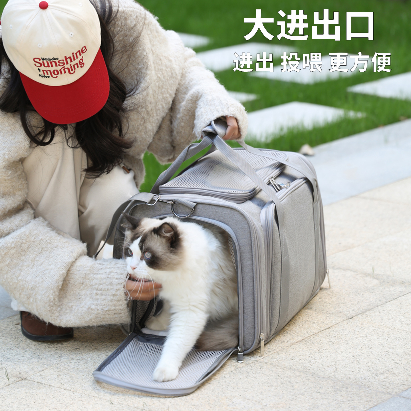 Expandable Foldable Breathable Car Seat Cat Backpack Carrier - Image 4