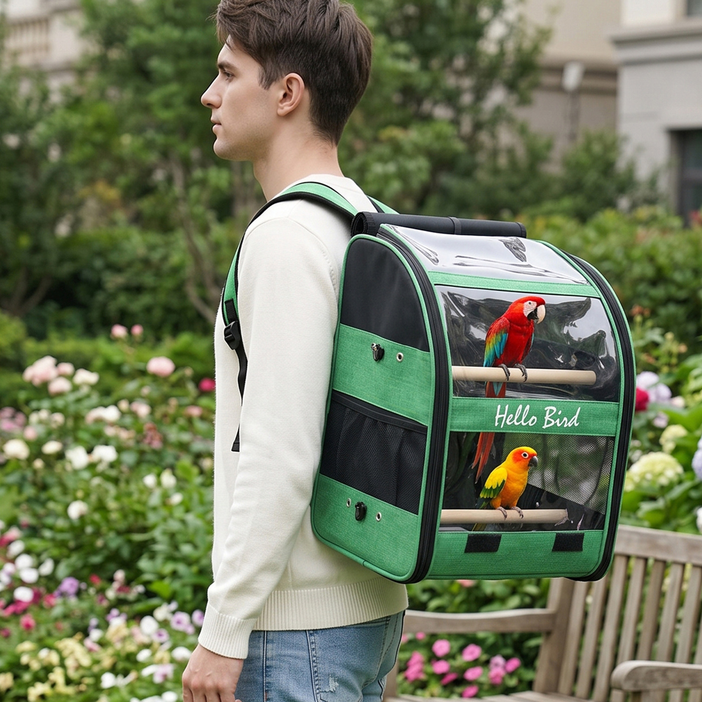 Panoramic Window Double-Compartment Parrot Carrier S01 - Image 4